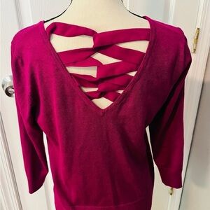 Cable & Gauge Magenta Sweater with Crisscross Back-NWOT